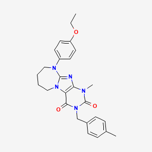 10-(4-ethoxyphenyl)-1-methyl-3-[(4-methylphenyl)methyl]-1,3,5-trihydro-6H,7H,8 H,9H-1,3-diazaperhydroepino[1,2-h]purine-2,4-dione