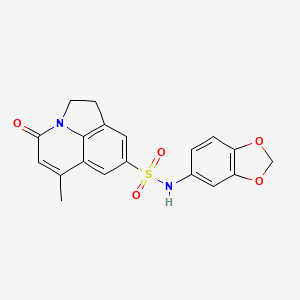 molecular formula C19H16N2O5S B11469533 N-(1,3-benzodioxol-5-yl)-6-methyl-4-oxo-1,2-dihydro-4H-pyrrolo[3,2,1-ij]quinoline-8-sulfonamide 