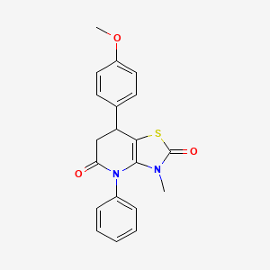 molecular formula C20H18N2O3S B11469551 7-(4-methoxyphenyl)-3-methyl-4-phenyl-6,7-dihydro[1,3]thiazolo[4,5-b]pyridine-2,5(3H,4H)-dione 