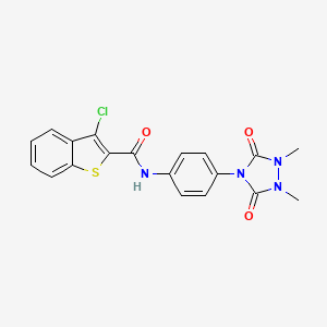 3-chloro-N-[4-(1,2-dimethyl-3,5-dioxo-1,2,4-triazolidin-4-yl)phenyl]-1-benzothiophene-2-carboxamide