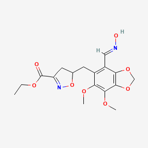 molecular formula C17H20N2O8 B11469585 ethyl 5-({4-[(E)-(hydroxyimino)methyl]-6,7-dimethoxy-1,3-benzodioxol-5-yl}methyl)-4,5-dihydro-1,2-oxazole-3-carboxylate 