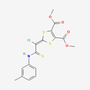 molecular formula C16H14ClNO4S3 B11469589 Dimethyl 2-{1-chloro-2-[(3-methylphenyl)amino]-2-thioxoethylidene}-1,3-dithiole-4,5-dicarboxylate 