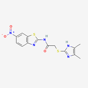 2-[(4,5-dimethyl-1H-imidazol-2-yl)sulfanyl]-N-(6-nitro-1,3-benzothiazol-2-yl)acetamide