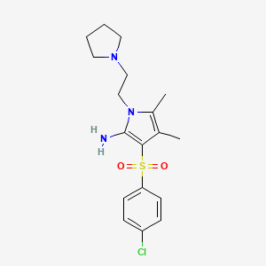 3-[(4-chlorophenyl)sulfonyl]-4,5-dimethyl-1-[2-(pyrrolidin-1-yl)ethyl]-1H-pyrrol-2-amine