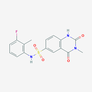 molecular formula C16H14FN3O4S B11469703 N-(3-fluoro-2-methylphenyl)-3-methyl-2,4-dioxo-1,2,3,4-tetrahydroquinazoline-6-sulfonamide 