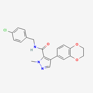 molecular formula C20H18ClN3O3 B11469705 N-(4-chlorobenzyl)-4-(2,3-dihydro-1,4-benzodioxin-6-yl)-1-methyl-1H-pyrazole-5-carboxamide 