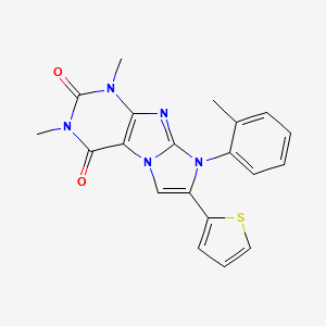 molecular formula C20H17N5O2S B11469739 1,3-dimethyl-8-(2-methylphenyl)-7-(thiophen-2-yl)-1H-imidazo[2,1-f]purine-2,4(3H,8H)-dione 