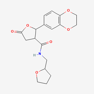 2-(2,3-dihydro-1,4-benzodioxin-6-yl)-5-oxo-N-(oxolan-2-ylmethyl)oxolane-3-carboxamide