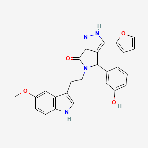 molecular formula C26H22N4O4 B11469763 3-(furan-2-yl)-4-(3-hydroxyphenyl)-5-[2-(5-methoxy-1H-indol-3-yl)ethyl]-4,5-dihydropyrrolo[3,4-c]pyrazol-6(1H)-one 