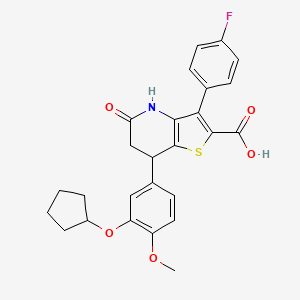 7-[3-(Cyclopentyloxy)-4-methoxyphenyl]-3-(4-fluorophenyl)-5-oxo-4,5,6,7-tetrahydrothieno[3,2-b]pyridine-2-carboxylic acid