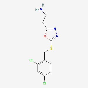 molecular formula C11H11Cl2N3OS B11469784 2-(5-((2,4-Dichlorobenzyl)thio)-1,3,4-oxadiazol-2-yl)ethanamine 