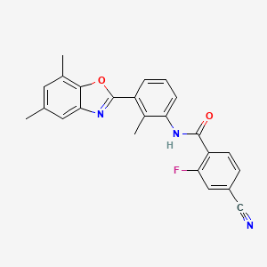 4-cyano-N-[3-(5,7-dimethyl-1,3-benzoxazol-2-yl)-2-methylphenyl]-2-fluorobenzamide