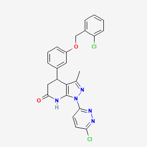 molecular formula C24H19Cl2N5O2 B11469793 4-{3-[(2-chlorobenzyl)oxy]phenyl}-1-(6-chloropyridazin-3-yl)-3-methyl-1,4,5,7-tetrahydro-6H-pyrazolo[3,4-b]pyridin-6-one 