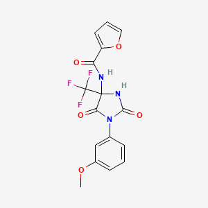 molecular formula C16H12F3N3O5 B11469806 N-[1-(3-methoxyphenyl)-2,5-dioxo-4-(trifluoromethyl)imidazolidin-4-yl]furan-2-carboxamide 