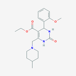 molecular formula C21H29N3O4 B11469816 Ethyl 4-(2-methoxyphenyl)-6-[(4-methylpiperidin-1-yl)methyl]-2-oxo-1,2,3,4-tetrahydropyrimidine-5-carboxylate 