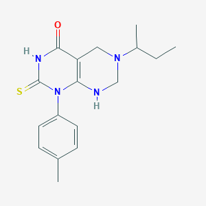 molecular formula C17H22N4OS B11469829 Pyrimido[4,5-d]pyrimidin-4(1H)-one, 2,3,5,6,7,8-hexahydro-1-(4-methylphenyl)-6-(1-methylpropyl)-2-thioxo- 