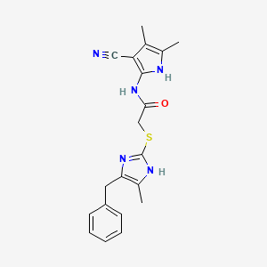 2-[(5-benzyl-4-methyl-1H-imidazol-2-yl)sulfanyl]-N-(3-cyano-4,5-dimethyl-1H-pyrrol-2-yl)acetamide