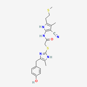 N-{3-cyano-4-methyl-5-[2-(methylsulfanyl)ethyl]-1H-pyrrol-2-yl}-2-{[5-(4-hydroxybenzyl)-4-methyl-1H-imidazol-2-yl]sulfanyl}acetamide