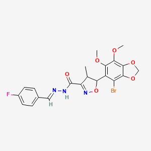 molecular formula C21H19BrFN3O6 B11469945 5-(4-bromo-6,7-dimethoxy-1,3-benzodioxol-5-yl)-N'-[(E)-(4-fluorophenyl)methylidene]-4-methyl-4,5-dihydro-1,2-oxazole-3-carbohydrazide 