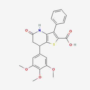 molecular formula C23H21NO6S B11469967 5-Oxo-3-phenyl-7-(3,4,5-trimethoxyphenyl)-4,5,6,7-tetrahydrothieno[3,2-b]pyridine-2-carboxylic acid 