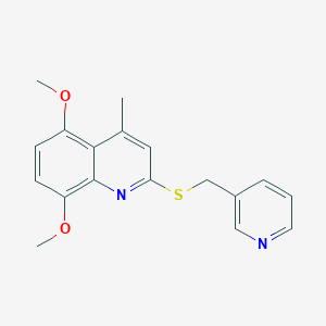 molecular formula C18H18N2O2S B11469997 5,8-Dimethoxy-4-methyl-2-[(3-pyridylmethyl)sulfanyl]quinoline 