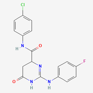 molecular formula C17H14ClFN4O2 B11470005 N-(4-chlorophenyl)-2-[(4-fluorophenyl)amino]-6-oxo-3,4,5,6-tetrahydropyrimidine-4-carboxamide CAS No. 957035-05-1