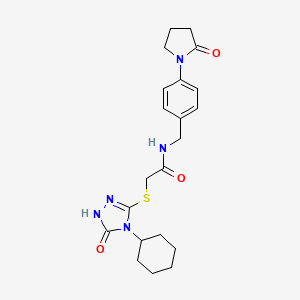 2-[(4-cyclohexyl-5-oxo-4,5-dihydro-1H-1,2,4-triazol-3-yl)sulfanyl]-N-[4-(2-oxopyrrolidin-1-yl)benzyl]acetamide