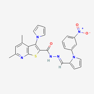 molecular formula C25H20N6O3S B11470038 4,6-Dimethyl-N'-[(E)-[1-(3-nitrophenyl)-1H-pyrrol-2-YL]methylidene]-3-(1H-pyrrol-1-YL)thieno[2,3-B]pyridine-2-carbohydrazide 