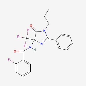 2-fluoro-N-[5-oxo-2-phenyl-1-propyl-4-(trifluoromethyl)-4,5-dihydro-1H-imidazol-4-yl]benzamide