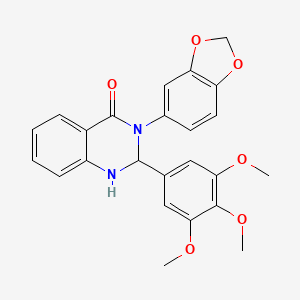 molecular formula C24H22N2O6 B11470053 3-(1,3-benzodioxol-5-yl)-2-(3,4,5-trimethoxyphenyl)-2,3-dihydroquinazolin-4(1H)-one 