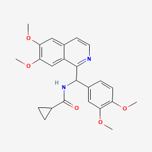 molecular formula C24H26N2O5 B11470066 N-[(6,7-dimethoxyisoquinolin-1-yl)(3,4-dimethoxyphenyl)methyl]cyclopropanecarboxamide CAS No. 924854-24-0