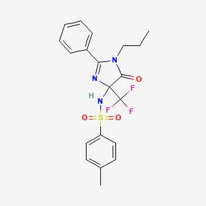 molecular formula C20H20F3N3O3S B11470079 4-methyl-N-[5-oxo-2-phenyl-1-propyl-4-(trifluoromethyl)-4,5-dihydro-1H-imidazol-4-yl]benzenesulfonamide 