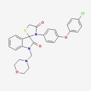 molecular formula C27H24ClN3O4S B11470083 3'-[4-(4-Chlorophenoxy)phenyl]-1-[(morpholin-4-YL)methyl]-1,2-dihydrospiro[indole-3,2'-[1,3]thiazolidine]-2,4'-dione 