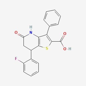 molecular formula C20H14FNO3S B11470179 7-(2-Fluorophenyl)-5-oxo-3-phenyl-4,5,6,7-tetrahydrothieno[3,2-b]pyridine-2-carboxylic acid 