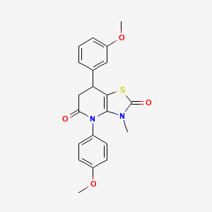 molecular formula C21H20N2O4S B11470187 7-(3-methoxyphenyl)-4-(4-methoxyphenyl)-3-methyl-6,7-dihydro[1,3]thiazolo[4,5-b]pyridine-2,5(3H,4H)-dione 