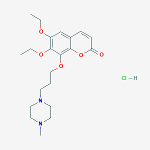 molecular formula C21H31ClN2O5 B114702 2H-1-Benzopyran-2-one, 6,7-diethoxy-8-(3-(4-methyl-1-piperazinyl)propoxy)-, dihydrochloride CAS No. 148711-81-3