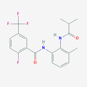 molecular formula C19H18F4N2O2 B11470200 2-fluoro-N-{3-methyl-2-[(2-methylpropanoyl)amino]phenyl}-5-(trifluoromethyl)benzamide 