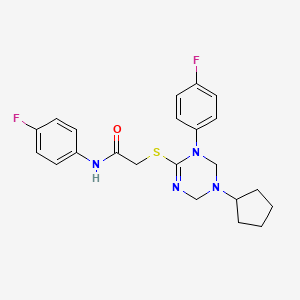 2-{[5-cyclopentyl-1-(4-fluorophenyl)-1,4,5,6-tetrahydro-1,3,5-triazin-2-yl]sulfanyl}-N-(4-fluorophenyl)acetamide