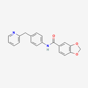 molecular formula C20H16N2O3 B11470237 N-[4-(pyridin-2-ylmethyl)phenyl]-1,3-benzodioxole-5-carboxamide 