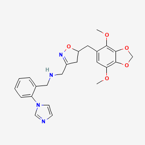 1-{5-[(4,7-dimethoxy-1,3-benzodioxol-5-yl)methyl]-4,5-dihydro-1,2-oxazol-3-yl}-N-[2-(1H-imidazol-1-yl)benzyl]methanamine