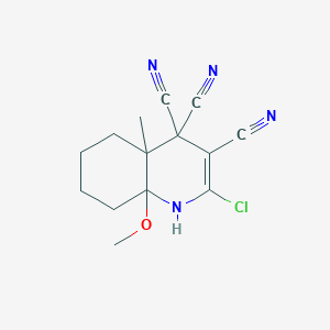 2-chloro-8a-methoxy-4a-methyl-4a,5,6,7,8,8a-hexahydroquinoline-3,4,4(1H)-tricarbonitrile