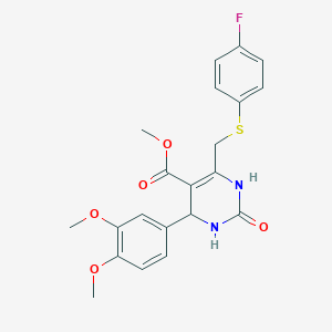 molecular formula C21H21FN2O5S B11470276 Methyl 4-(3,4-dimethoxyphenyl)-6-{[(4-fluorophenyl)sulfanyl]methyl}-2-oxo-1,2,3,4-tetrahydropyrimidine-5-carboxylate 