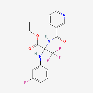 Propanoic acid, 3,3,3-trifluoro-2-[(3-fluorophenyl)amino]-2-[(3-pyridinylcarbonyl)amino]-, ethyl ester