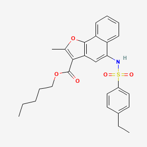 molecular formula C27H29NO5S B11470338 Pentyl 5-{[(4-ethylphenyl)sulfonyl]amino}-2-methylnaphtho[1,2-b]furan-3-carboxylate 