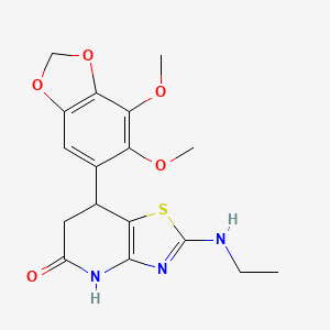 molecular formula C17H19N3O5S B11470352 7-(6,7-dimethoxy-1,3-benzodioxol-5-yl)-2-(ethylamino)-6,7-dihydro[1,3]thiazolo[4,5-b]pyridin-5(4H)-one 