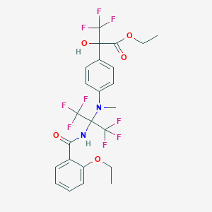 molecular formula C24H23F9N2O5 B11470361 Ethyl 2-{4-[(2-{[(2-ethoxyphenyl)carbonyl]amino}-1,1,1,3,3,3-hexafluoropropan-2-yl)(methyl)amino]phenyl}-3,3,3-trifluoro-2-hydroxypropanoate 