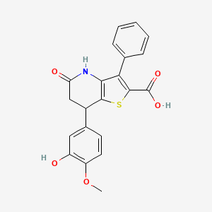 7-(3-Hydroxy-4-methoxyphenyl)-5-oxo-3-phenyl-4,5,6,7-tetrahydrothieno[3,2-b]pyridine-2-carboxylic acid