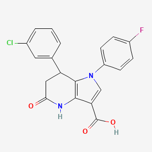 molecular formula C20H14ClFN2O3 B11470398 7-(3-chlorophenyl)-1-(4-fluorophenyl)-5-oxo-4,5,6,7-tetrahydro-1H-pyrrolo[3,2-b]pyridine-3-carboxylic acid 