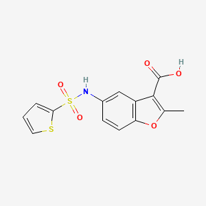 molecular formula C14H11NO5S2 B11470487 2-Methyl-5-[(thiophen-2-ylsulfonyl)amino]-1-benzofuran-3-carboxylic acid 