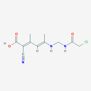 molecular formula C11H14ClN3O3 B11470563 (2E,4E)-5-({[(chloroacetyl)amino]methyl}amino)-2-cyano-3-methylhexa-2,4-dienoic acid 